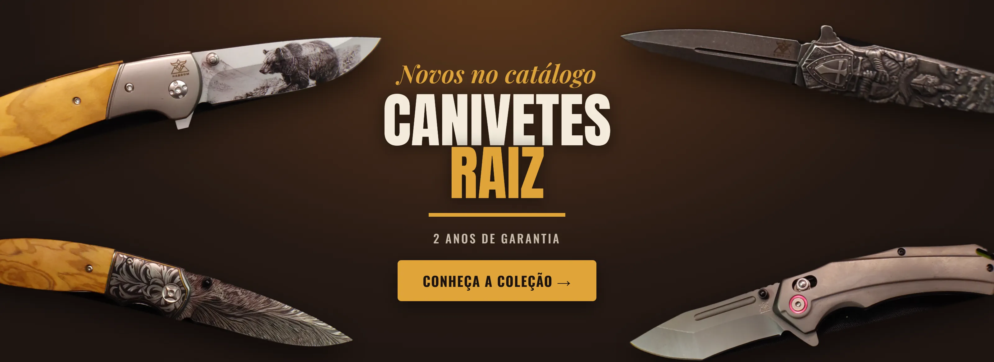 Canivetes raiz — novos no catálogo, com 2 anos de garantia oferecida pela Meu Jeitão Rústico.